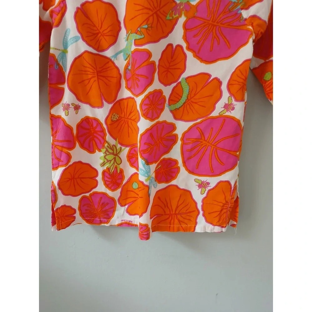Gretchen Scott Girls Size 4/6 Blouse 3/4 Sleeve Floral Nature Animal 100% Cotton - Picture 11 of 12